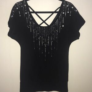Embellished cross back top